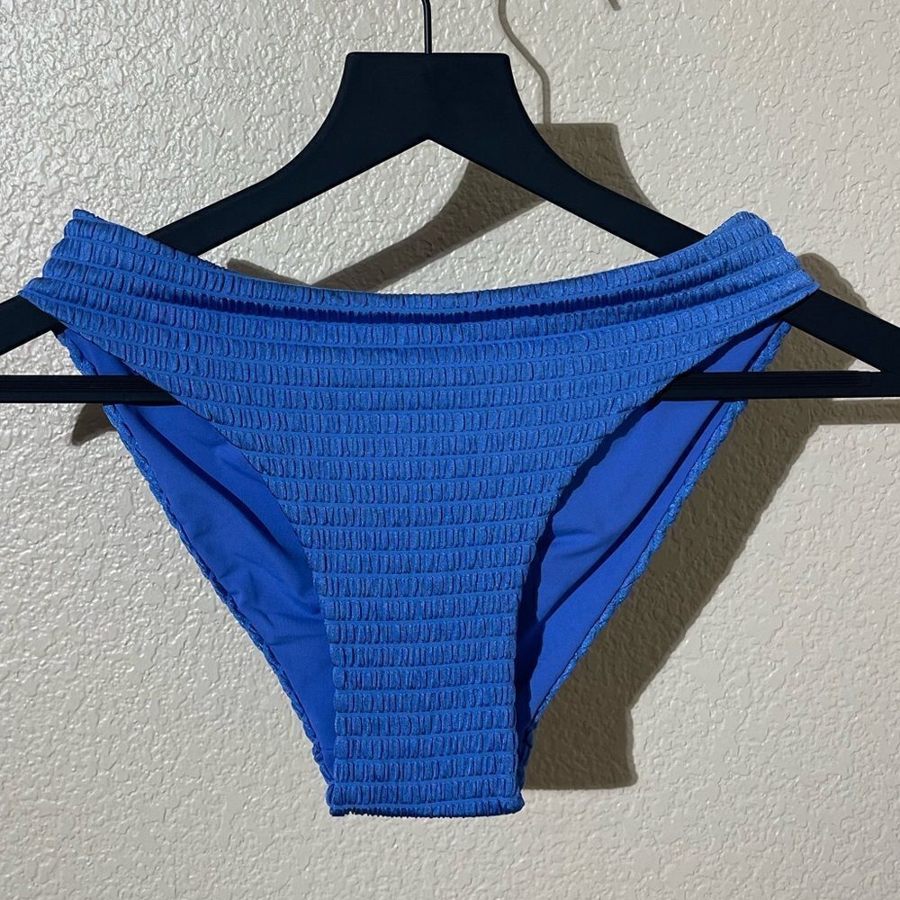 Elegant Blue Textured Bikini Bottom
